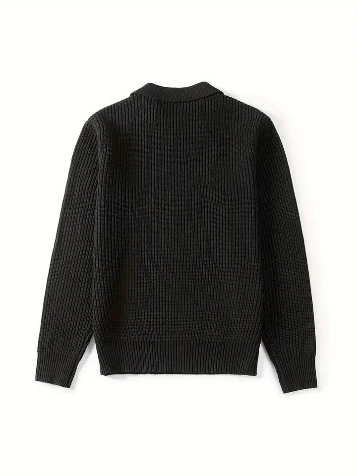 Brit und Boho | Der moderne schlanke Quarter Zip mit Rundhalsausschnitt Cardigan