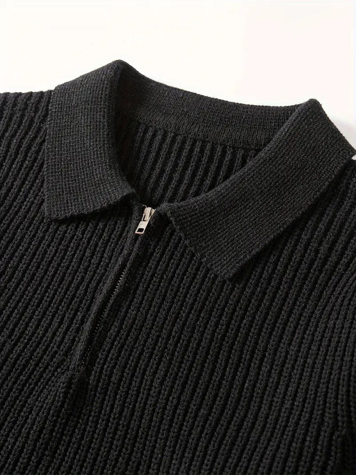 Brit und Boho | Der moderne schlanke Quarter Zip mit Rundhalsausschnitt Cardigan