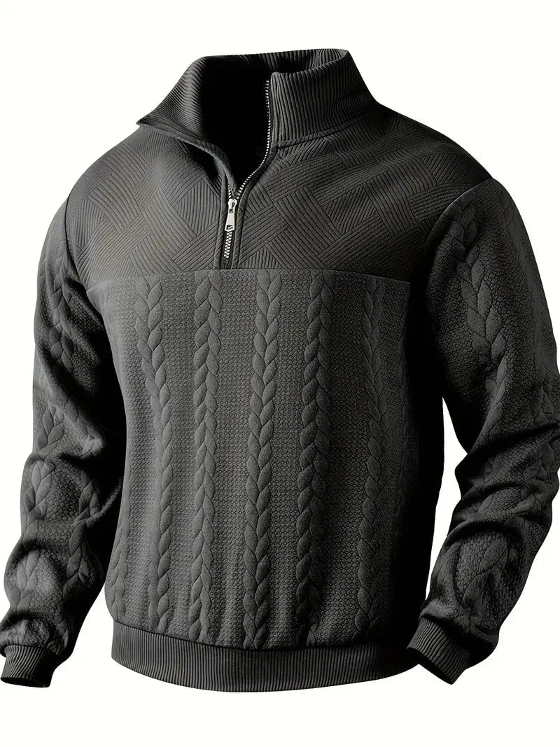 Brit und Boho | Lässiger Jacquard Quarter-Zip Pullover