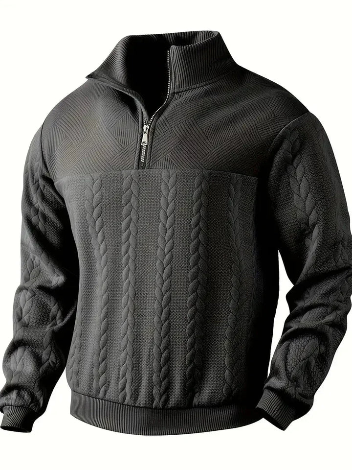 Brit und Boho | Lässiger Jacquard Quarter-Zip Pullover
