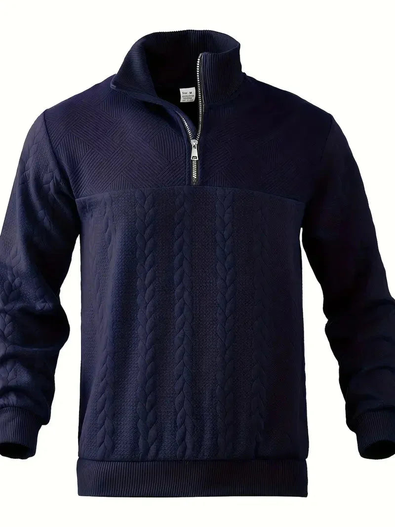 Brit und Boho | Lässiger Jacquard Quarter-Zip Pullover