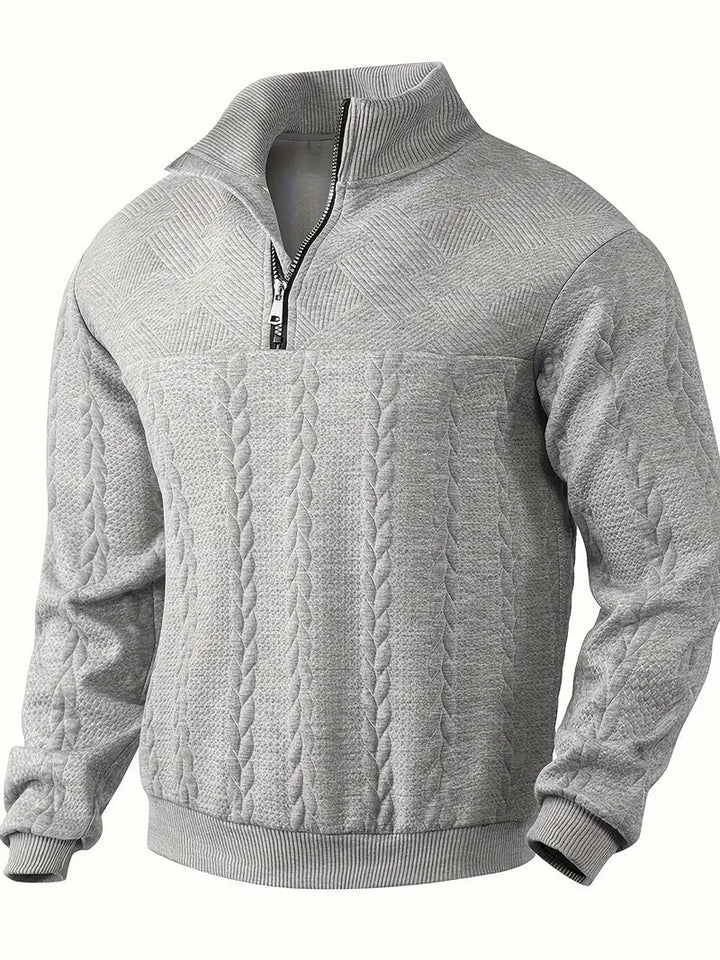 Brit und Boho | Lässiger Jacquard Quarter-Zip Pullover