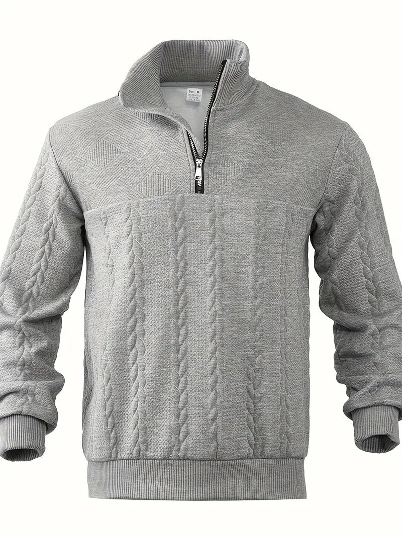 Brit und Boho | Lässiger Jacquard Quarter-Zip Pullover