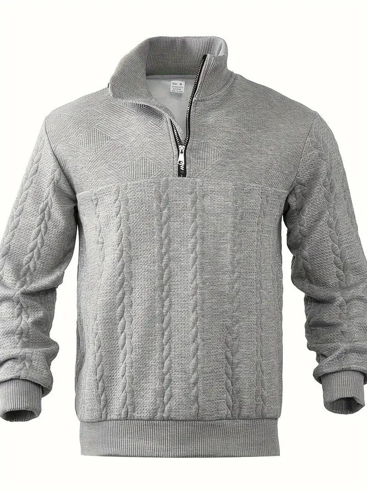 Brit und Boho | Lässiger Jacquard Quarter-Zip Pullover