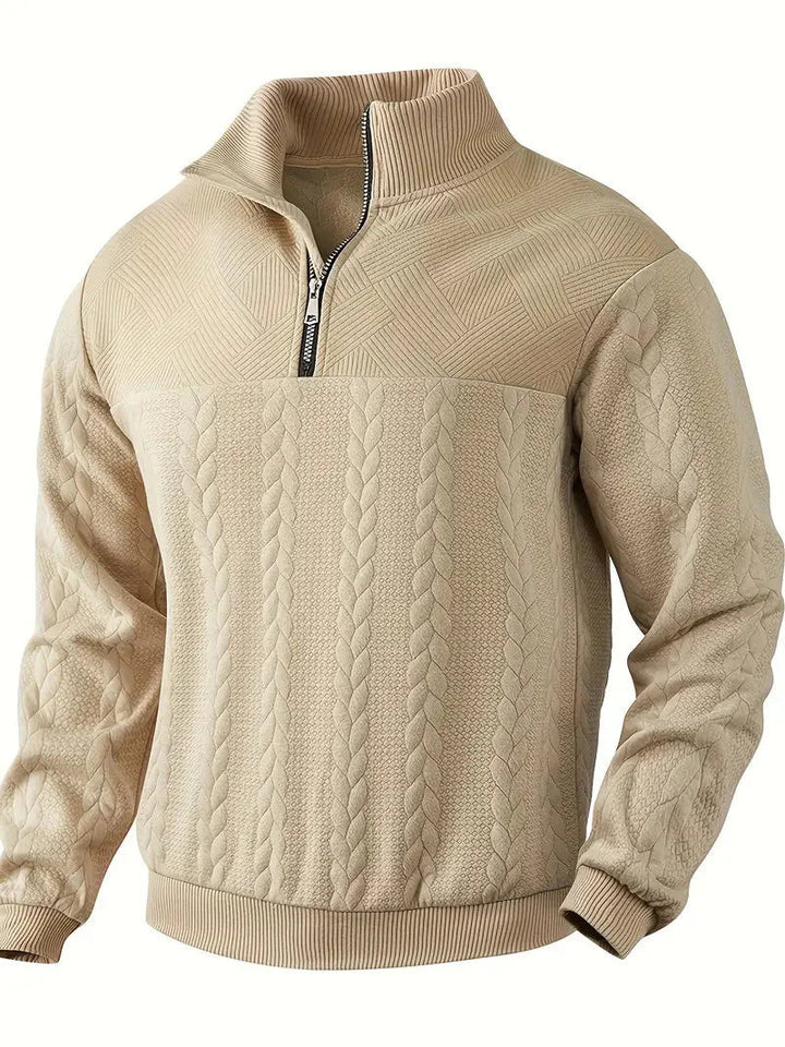 Brit und Boho | Lässiger Jacquard Quarter-Zip Pullover