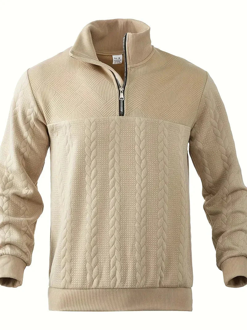 Brit und Boho | Lässiger Jacquard Quarter-Zip Pullover