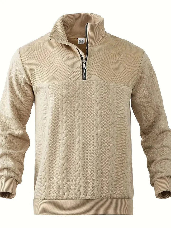 Brit und Boho | Lässiger Jacquard Quarter-Zip Pullover