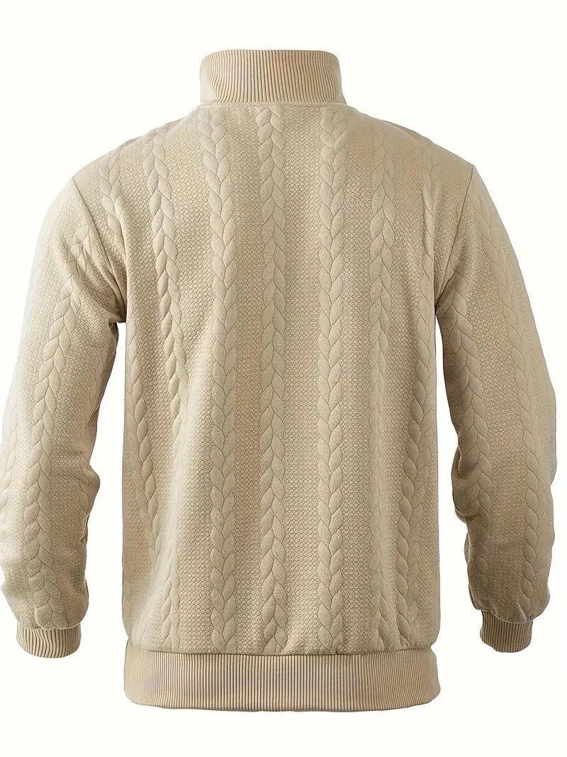 Brit und Boho | Lässiger Jacquard Quarter-Zip Pullover