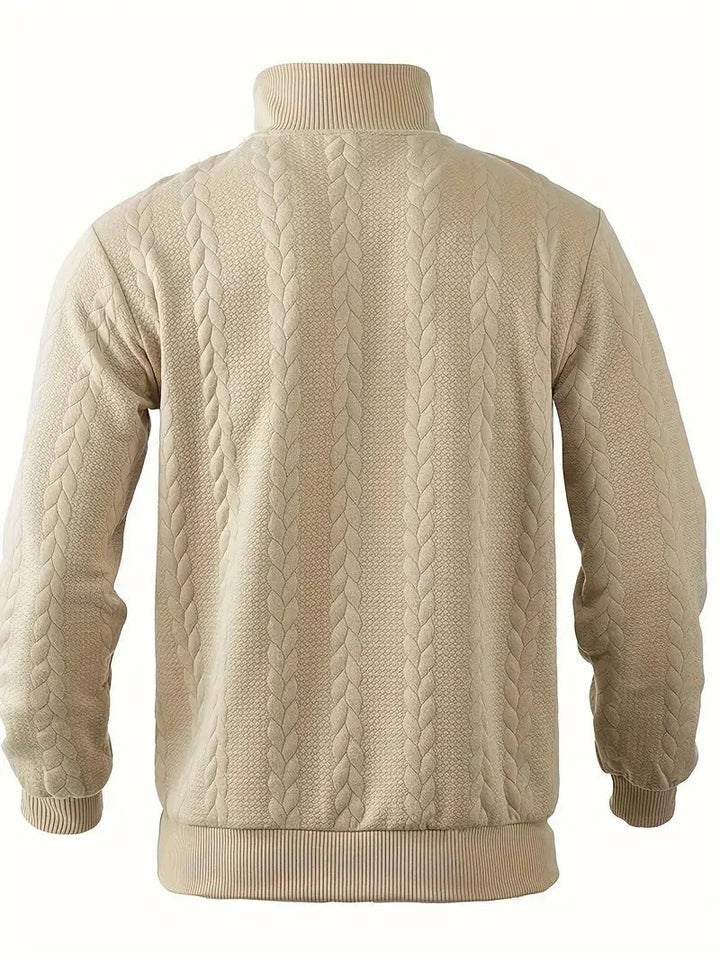 Brit und Boho | Lässiger Jacquard Quarter-Zip Pullover