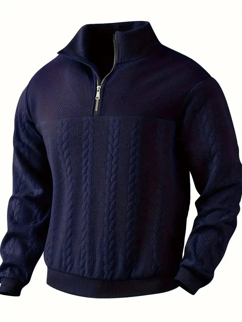 Brit und Boho | Lässiger Jacquard Quarter-Zip Pullover