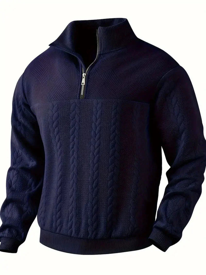 Brit und Boho | Lässiger Jacquard Quarter-Zip Pullover