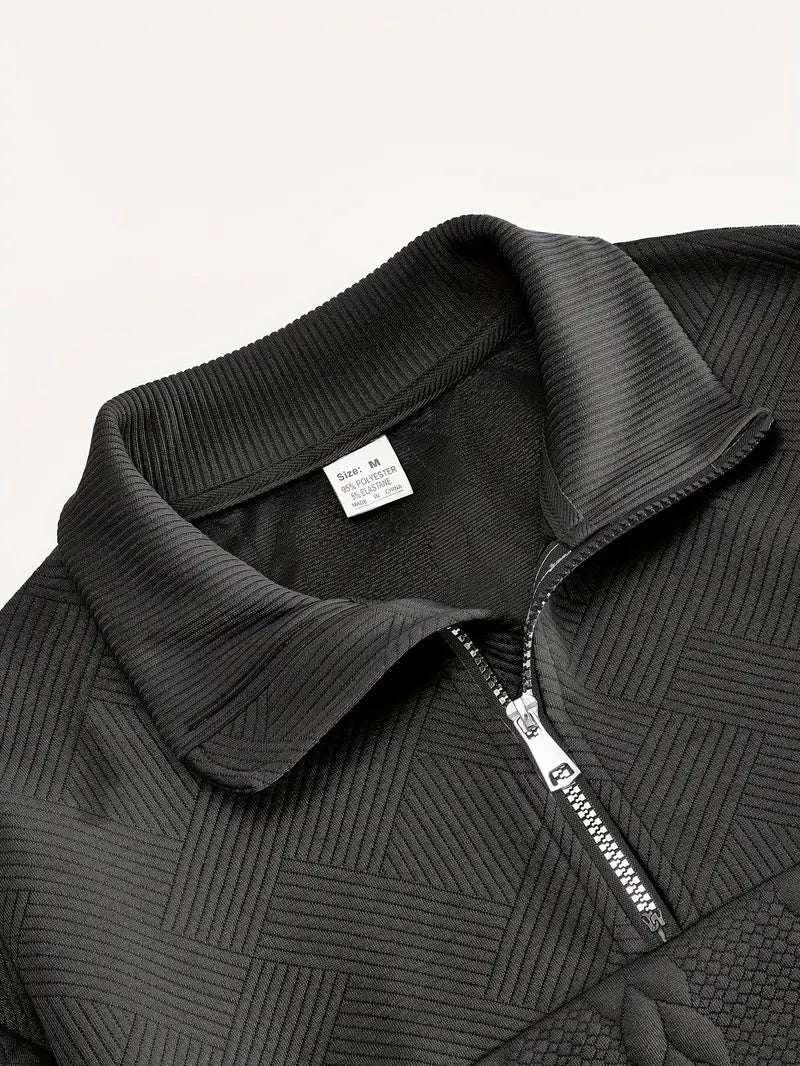 Brit und Boho | Lässiger Jacquard Quarter-Zip Pullover