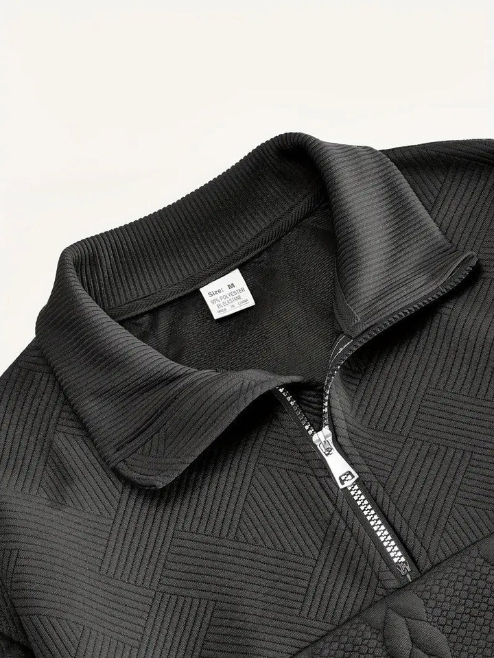 Brit und Boho | Lässiger Jacquard Quarter-Zip Pullover