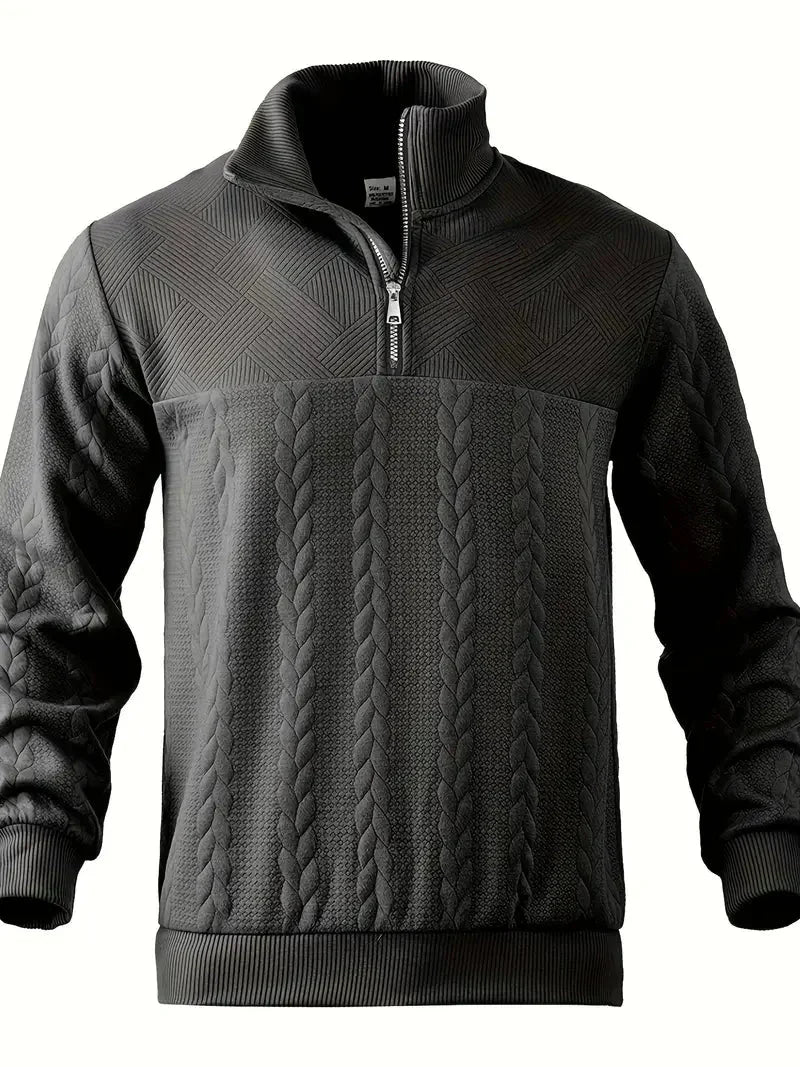Brit und Boho | Lässiger Jacquard Quarter-Zip Pullover