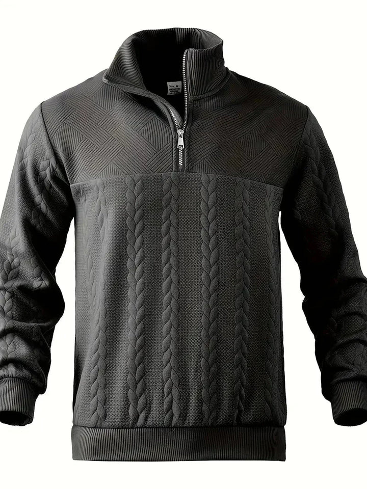 Brit und Boho | Lässiger Jacquard Quarter-Zip Pullover