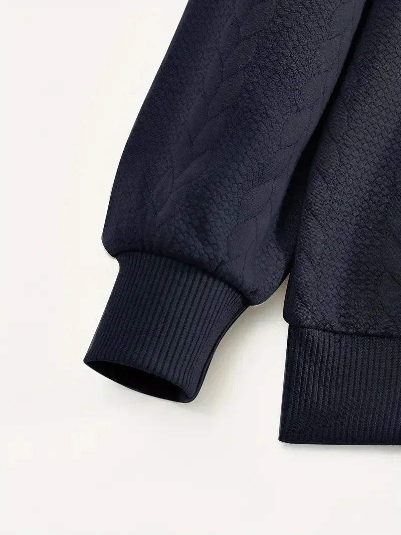 Brit und Boho | Lässiger Jacquard Quarter-Zip Pullover