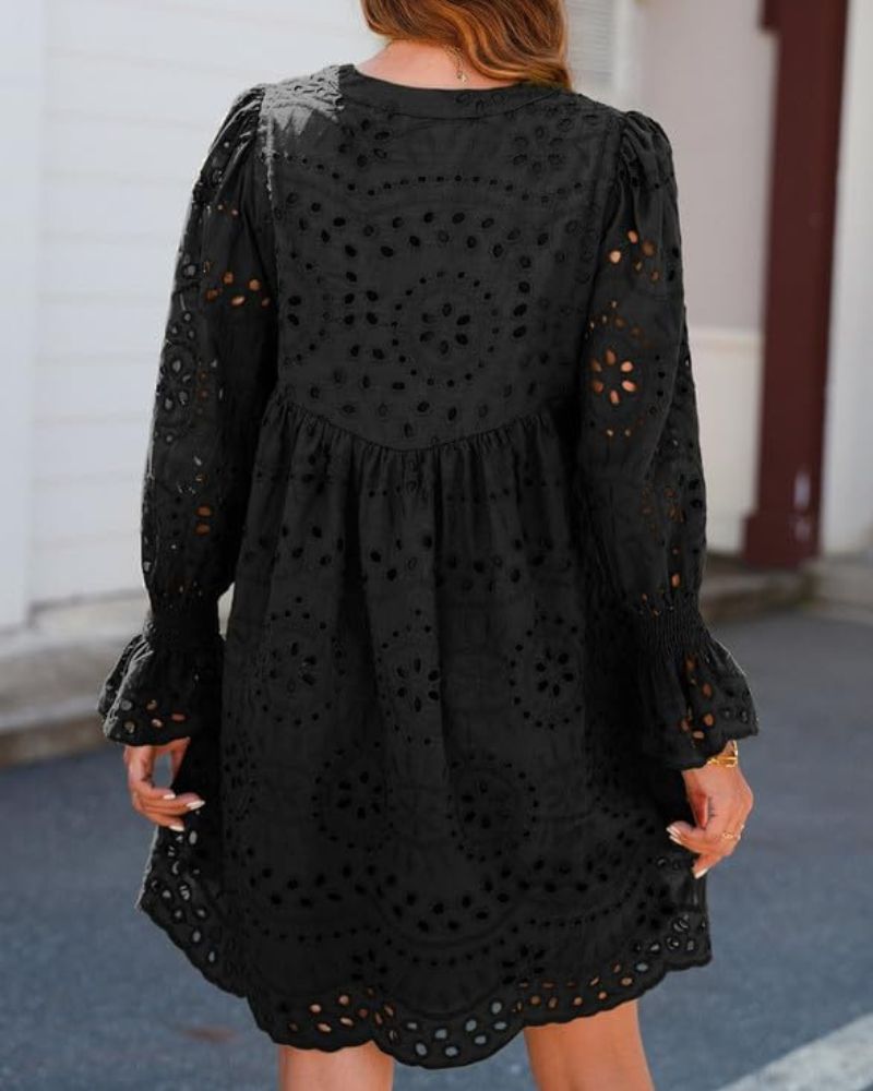 Aimee | Lässiges Kleid mit Blumenmuster und langen Ärmeln
