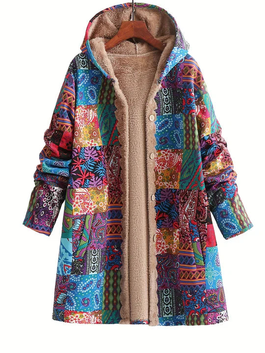 Remi | Bequeme Patchwork-Jacke für Damen mit Kapuze und langen Ärmeln