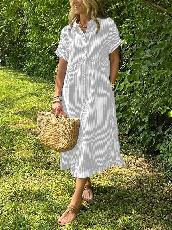 Gwen | Gestreiftes Hemdkleid für Damen mit Streifen und langen Ärmeln