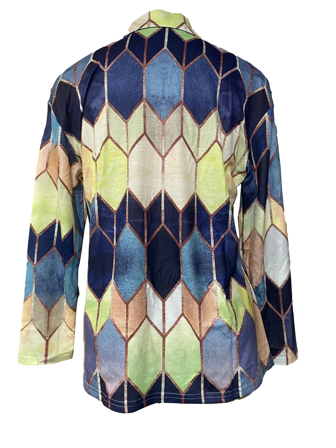 Bianca | Buntes Geometrisches Zip-Up Shirt für Damen mit V-Ausschnitt