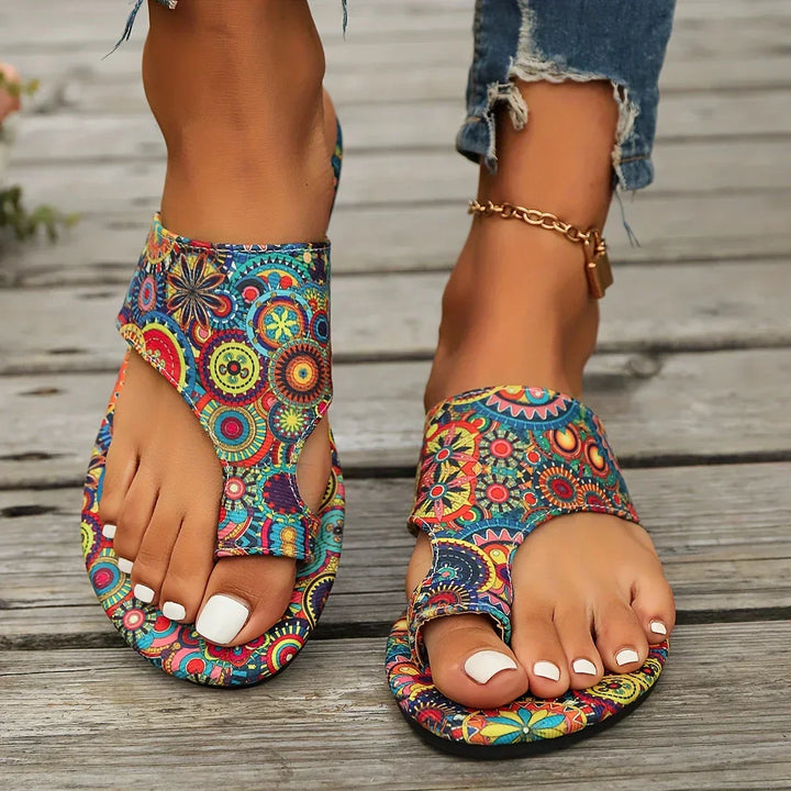 Rosa | Vintage Bohemian Sandalen für Damen mit flachem Absatz