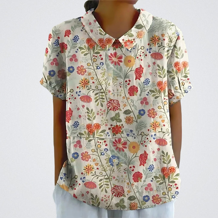 Lina | Stilvolle Bluse für Damen mit Blumenmuster und Rundhalsausschnitt