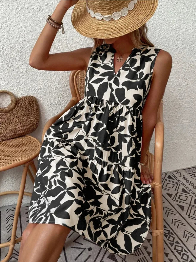 Elena | Luftiges Sommerkleid für Damen mit Blumenmuster und V-Ausschnitt