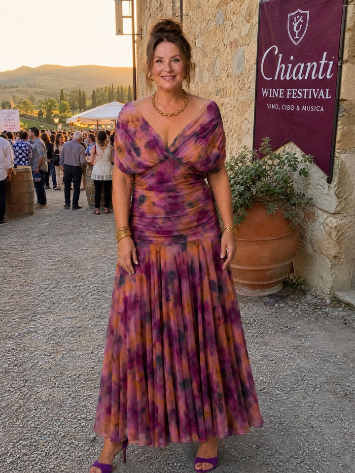 Calen | Anmutiges schulterfrei-Midi-Kleid für Damen mit Fließender Silhouette