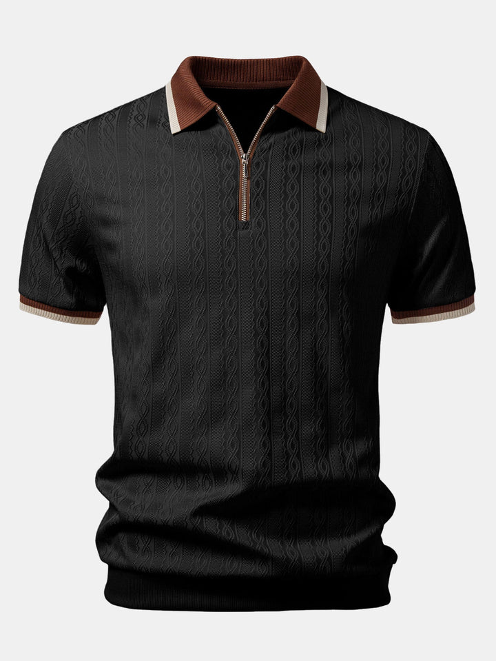 Herren Kurzarm Zip-Polo & Hose mit elastischem Bund und geradem Bein Set