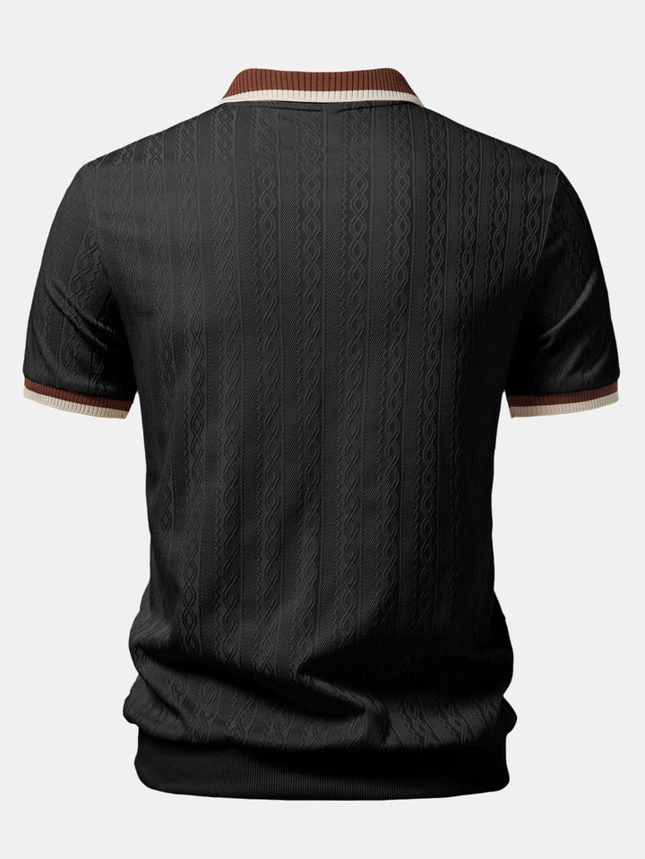 Herren Kurzarm Zip-Polo & Hose mit elastischem Bund und geradem Bein Set
