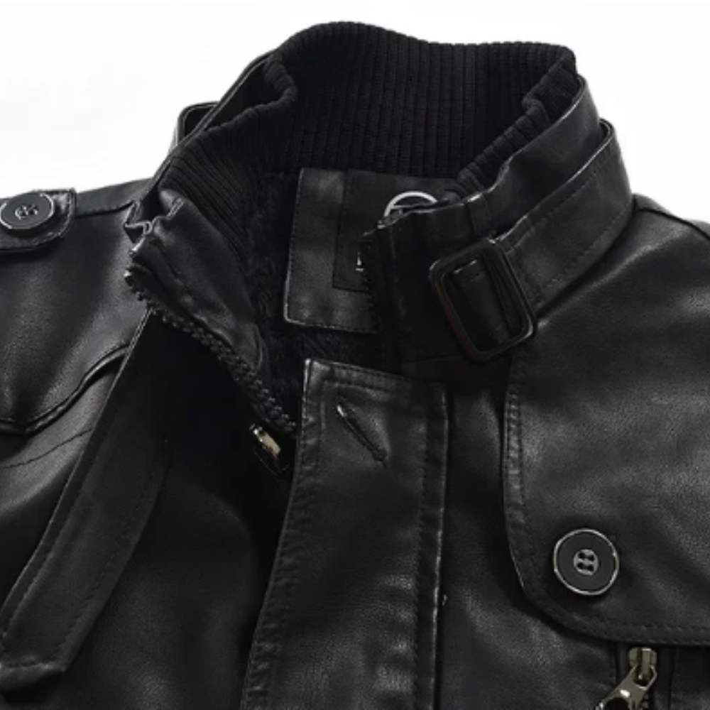 Elegante Lange Bikerjacke für Herren mit langen Ärmeln