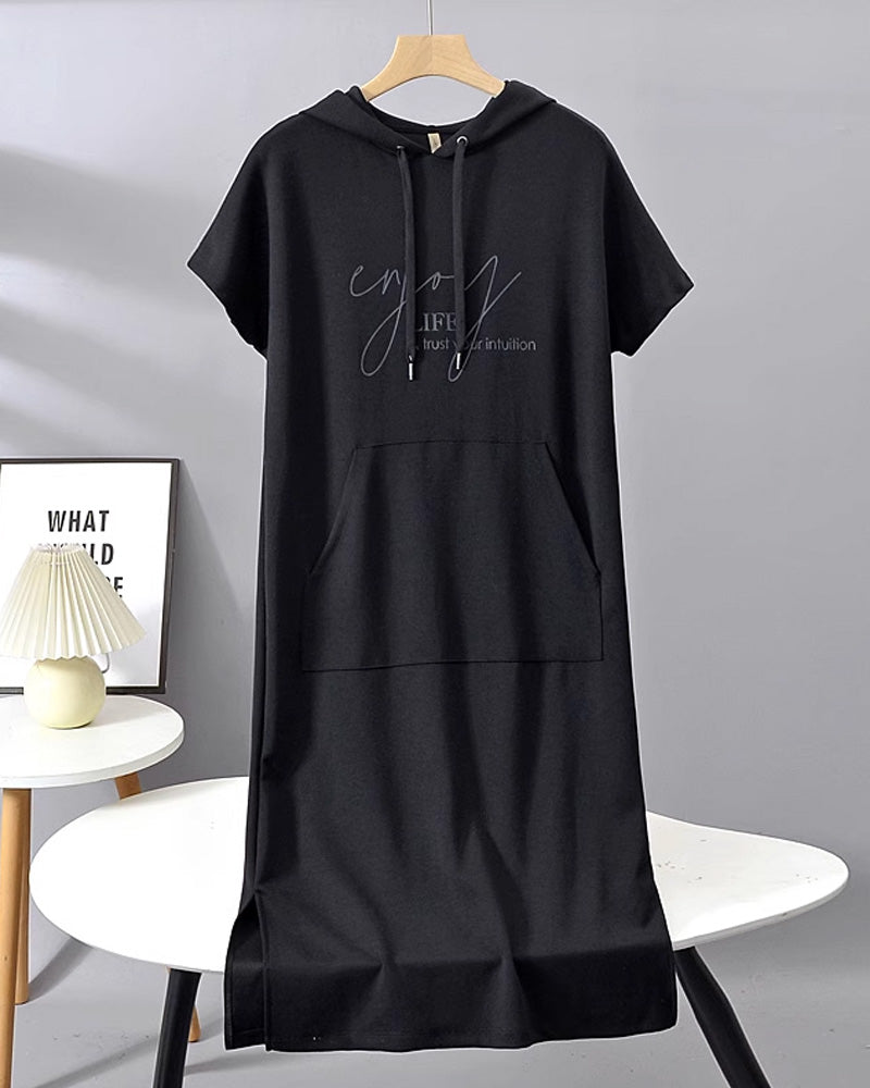 Bridget | Lässiges Hoodie-Midikleid für Damen mit Leoparden-Print und Kapuze