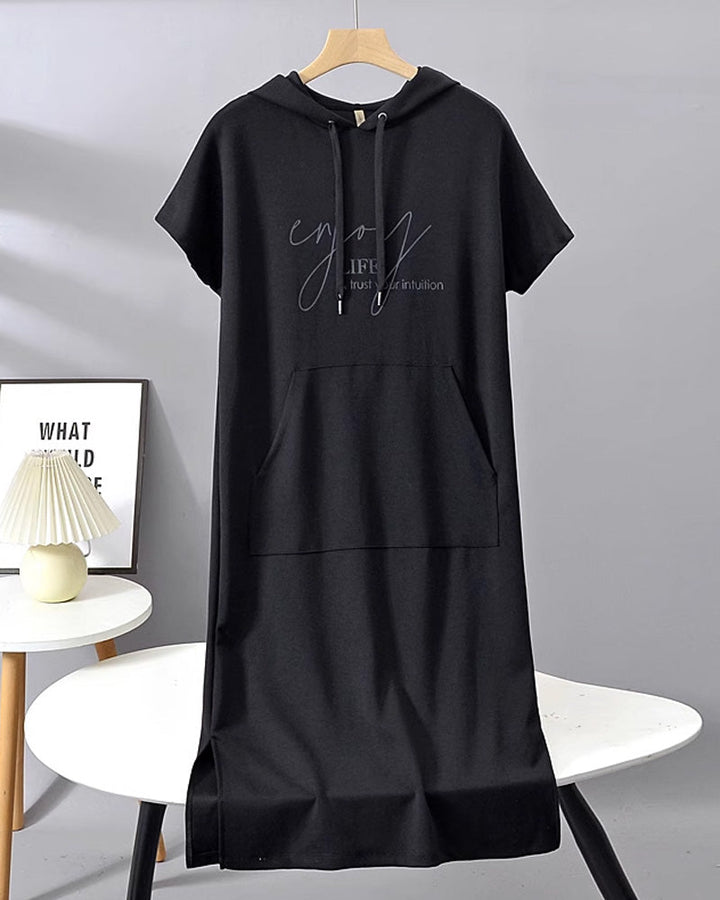 Bridget | Lässiges Hoodie-Midikleid für Damen mit Leoparden-Print und Kapuze