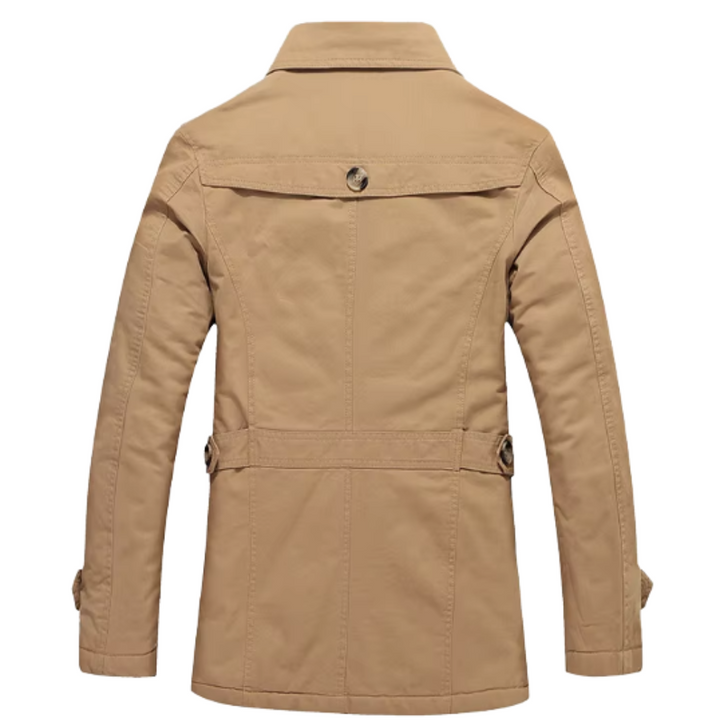Eleganter Gepolsterter Trenchcoat für Herren mit langen Ärmeln
