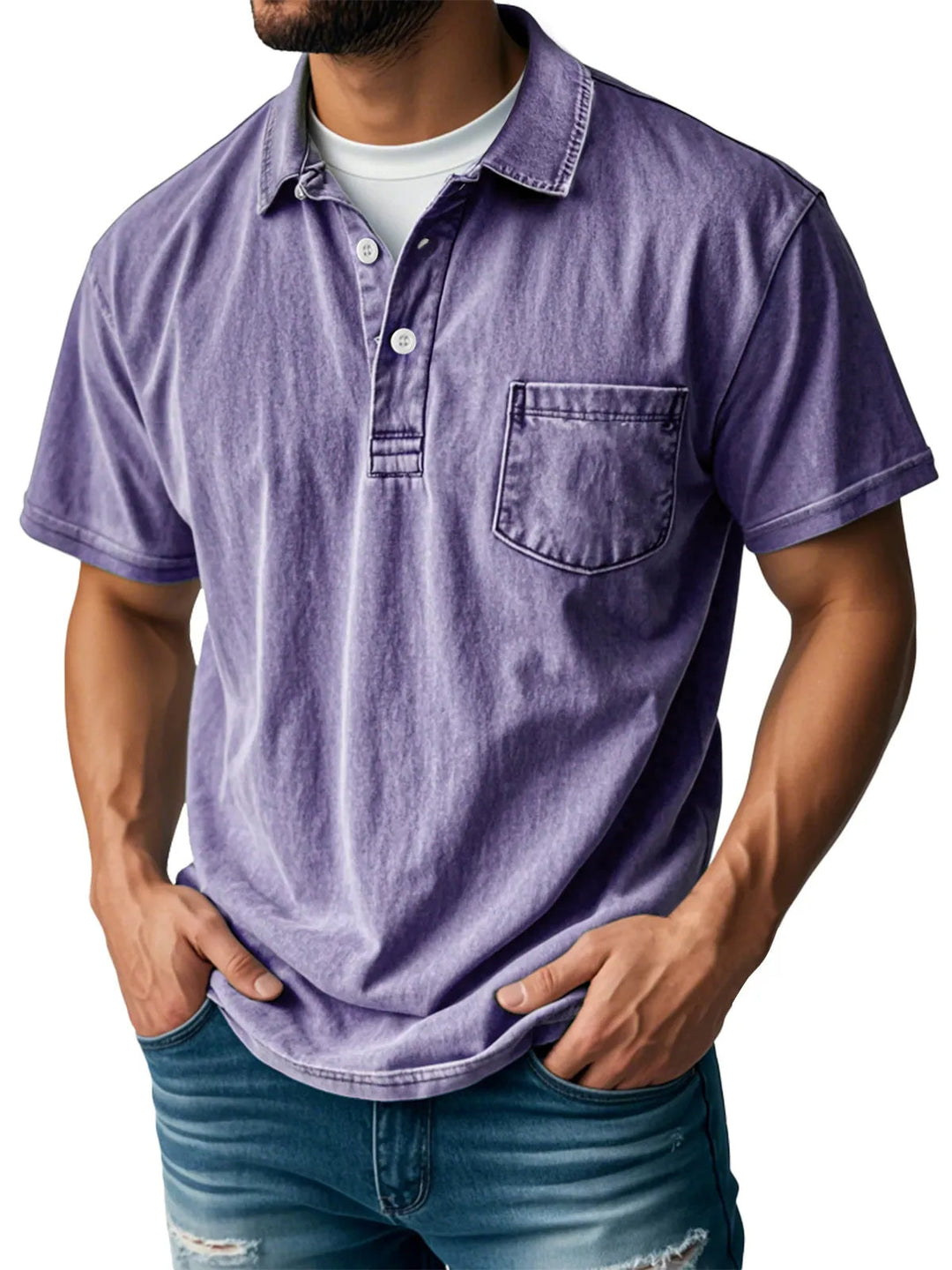 Sebastien | Herren Casual Vintage Polo-Shirt mit kurzen Ärmeln und langen Ärmeln