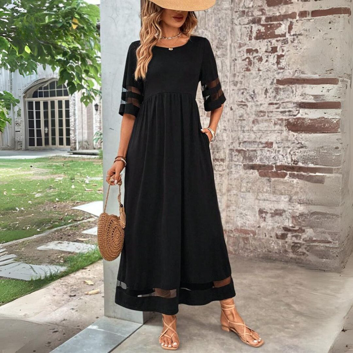 Nadia | Kleid für Damen mit Bauchbedeckung und Rundhalsausschnitt