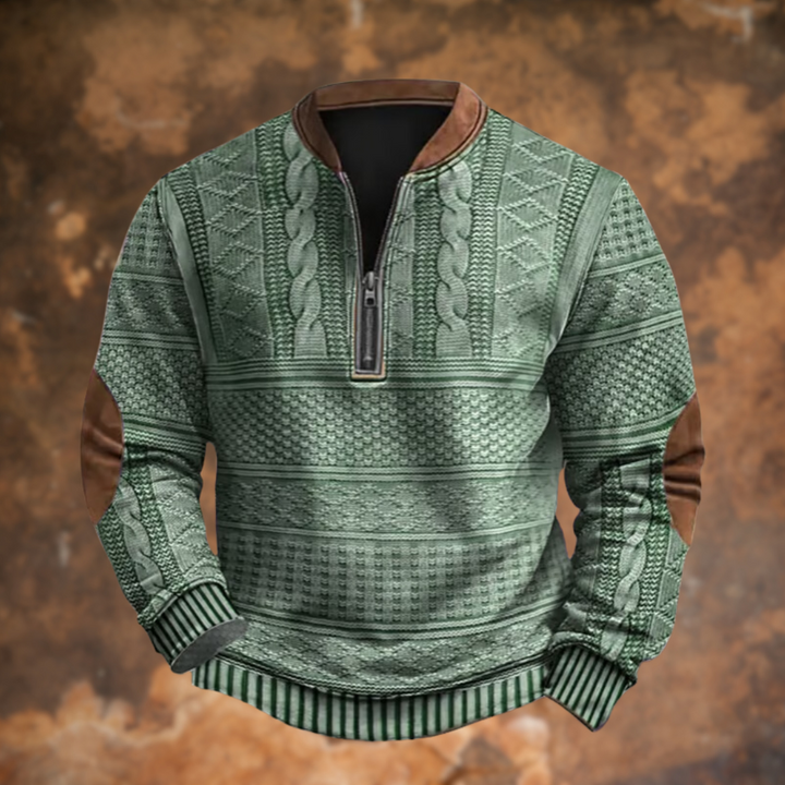Ford | Texturierter Halb-Zip Pullover für Herren mit Stehkragen und langen Ärmeln