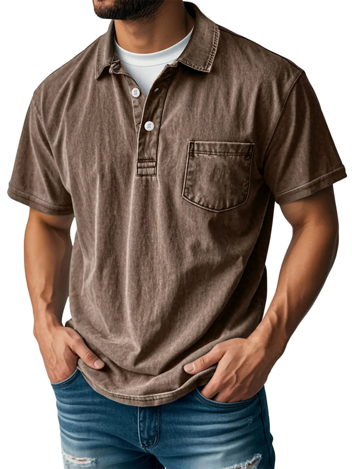 Sebastien | Herren Casual Vintage Polo-Shirt mit kurzen Ärmeln und langen Ärmeln