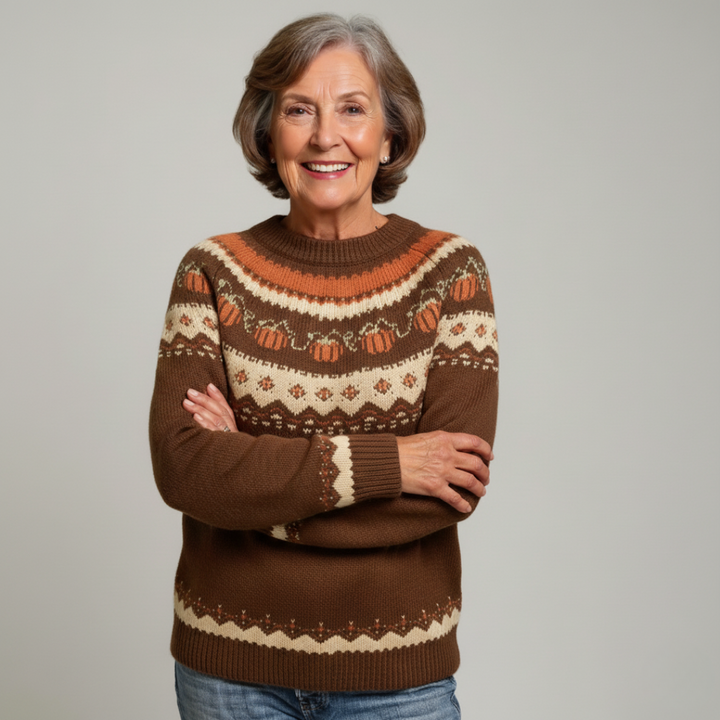 Marion | Vintage Isländischer Pullover für Damen mit Rundhalsausschnitt