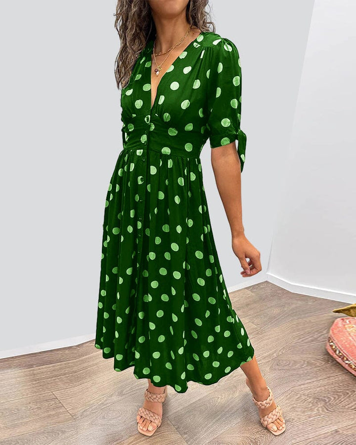 Bellamy | V-Ausschnitt Midikleid für Damen mit Pünktchen
