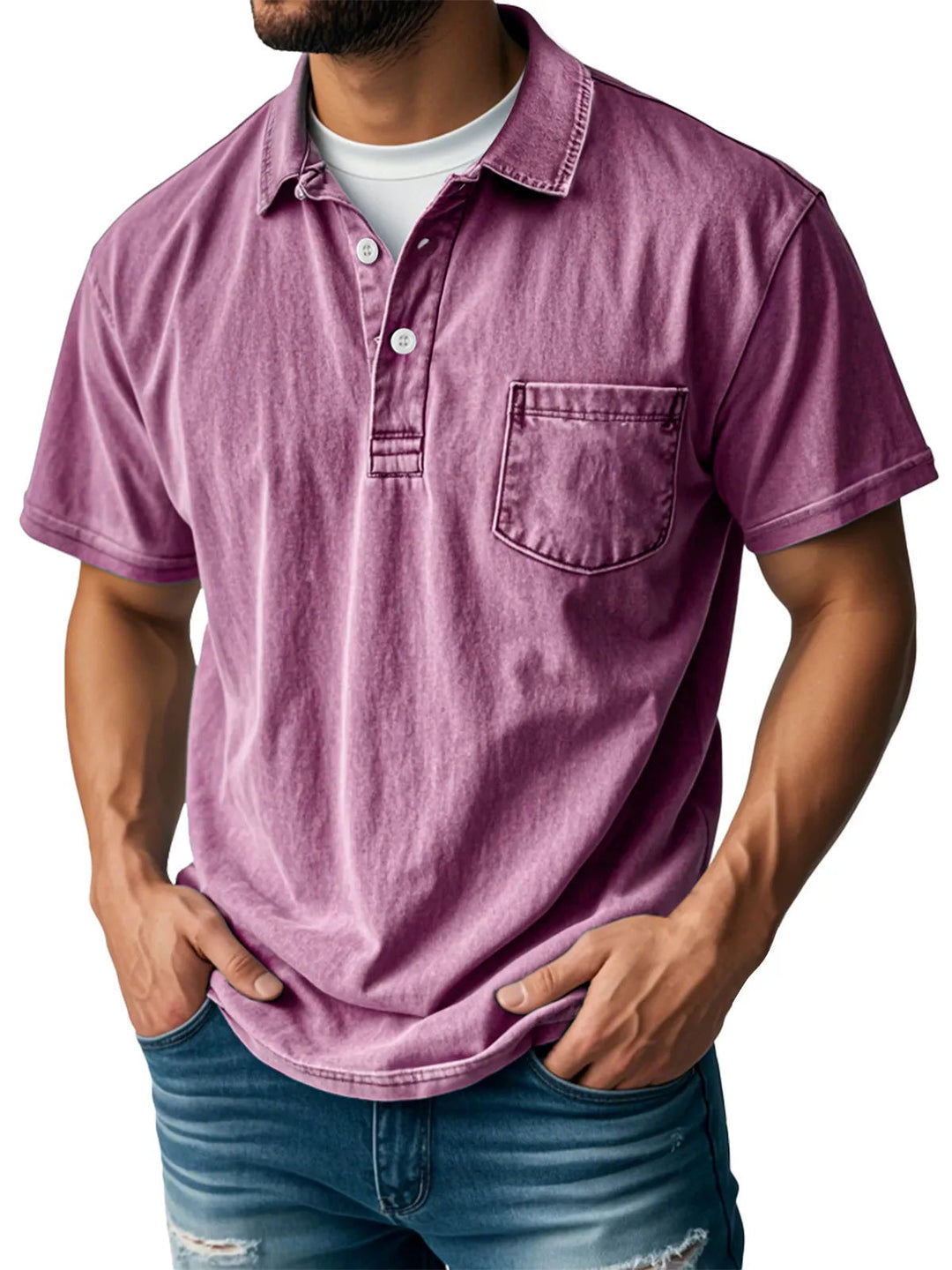 Sebastien | Herren Casual Vintage Polo-Shirt mit kurzen Ärmeln und langen Ärmeln