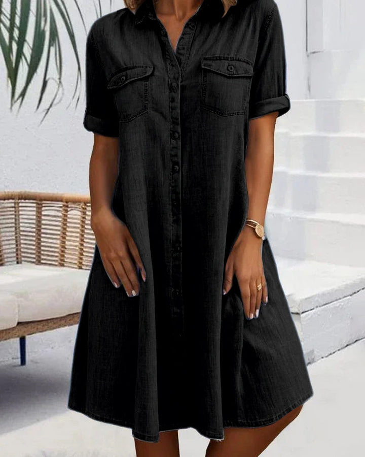 Sandra | Luftiges Sommerkleid für Damen mit Rundhalsausschnitt und kurzen Ärmeln