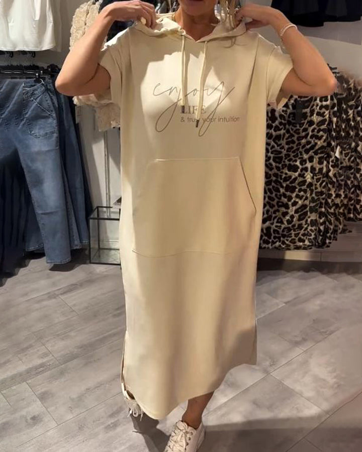 Bridget | Lässiges Hoodie-Midikleid für Damen mit Leoparden-Print und Kapuze