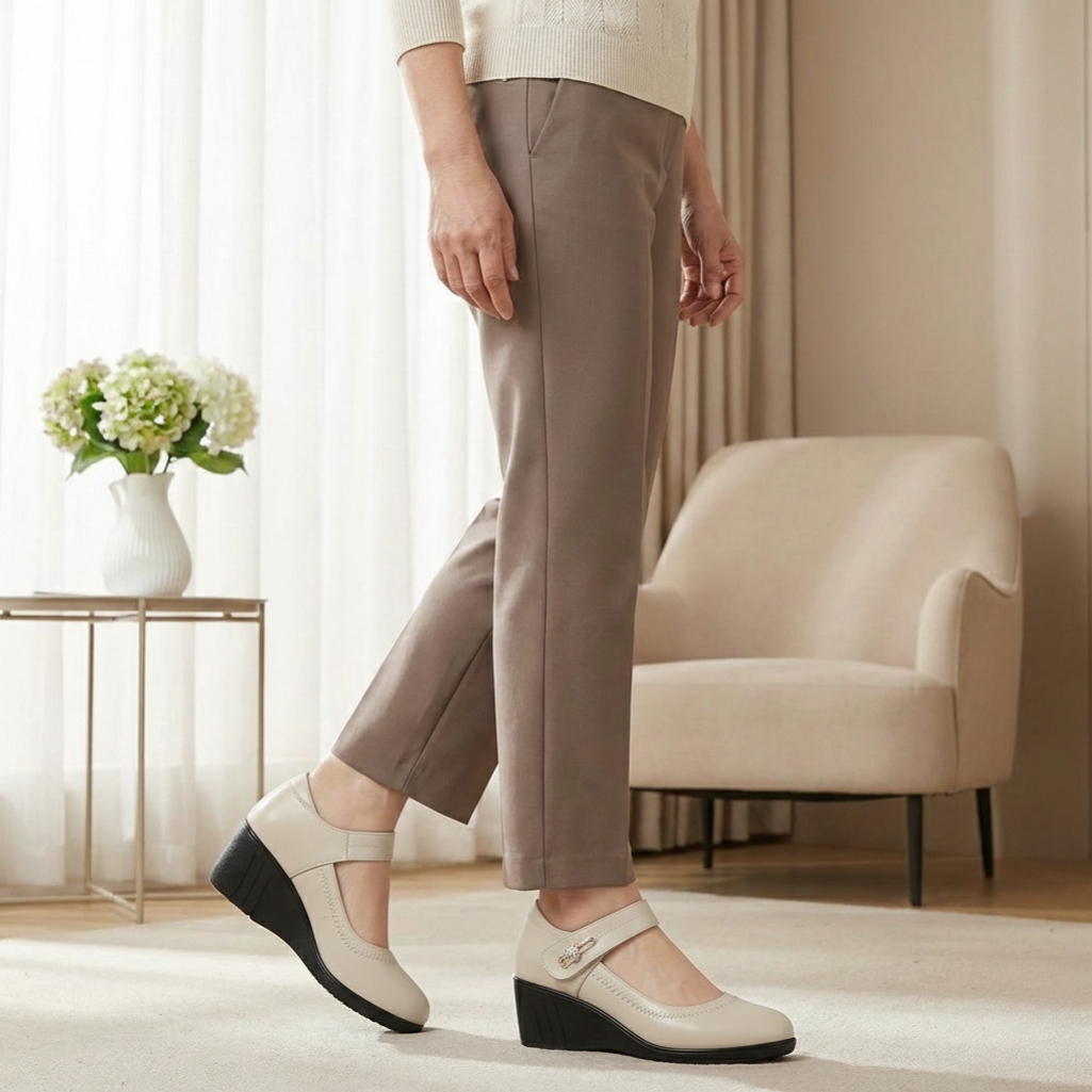 Anna | Damen Keilabsatz Mary-Jane-Schuhe