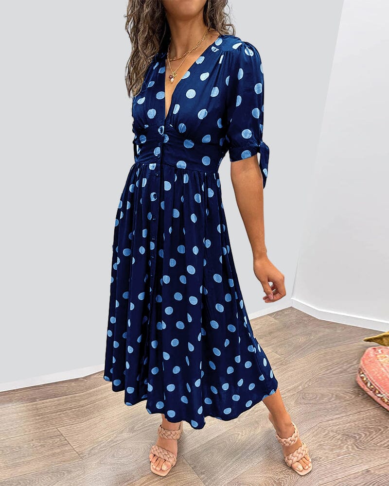 Bellamy | V-Ausschnitt Midikleid für Damen mit Pünktchen