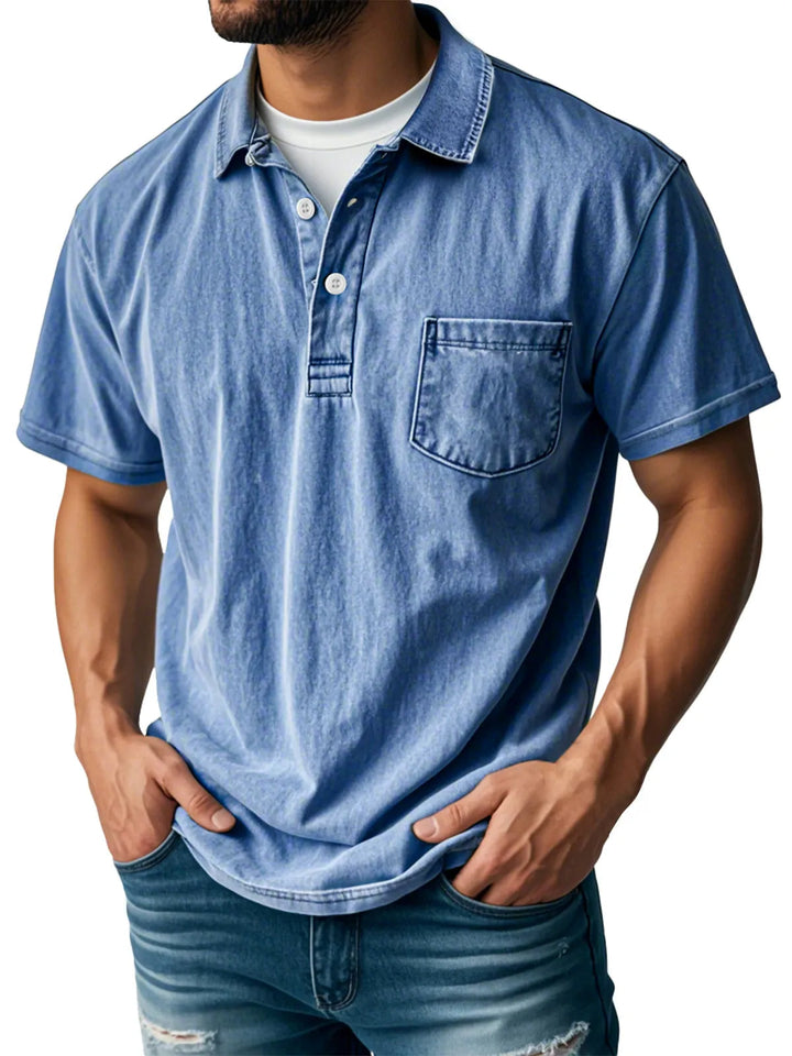 Sebastien | Herren Casual Vintage Polo-Shirt mit kurzen Ärmeln und langen Ärmeln