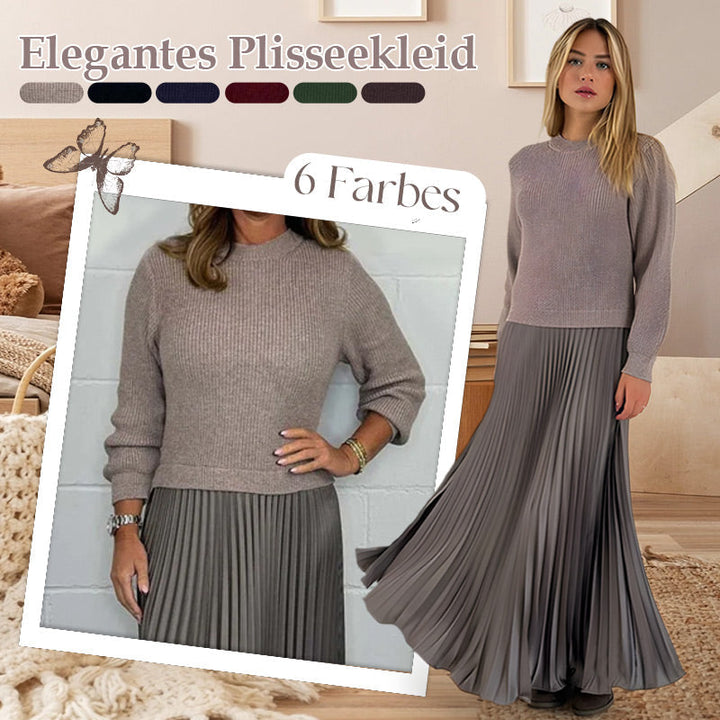 Sophie | Elegantes Faltenkleid für Damen mit Rundhalsausschnitt