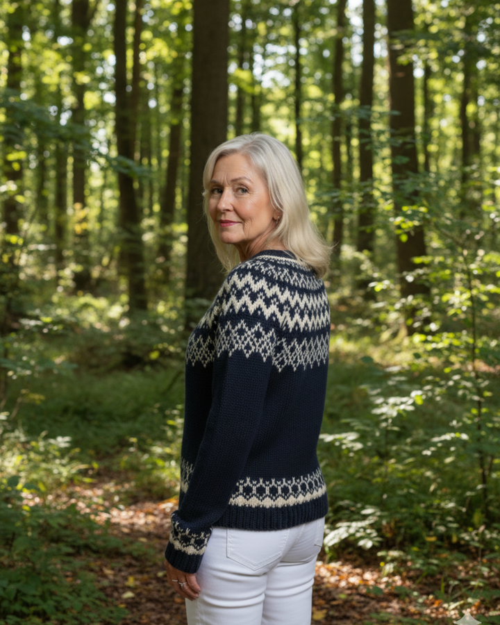 Hadley | Vintage Strickjacke für Damen mit Rundhalsausschnitt und langen Ärmeln