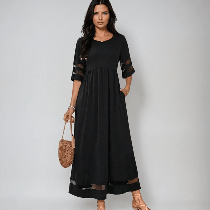 Zora | Klassisches Elegantes Maxikleid für Damen mit Rundhalsausschnitt