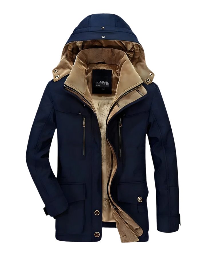 Francesco Gepolsterte Winterjacke für Herren mit Kapuze und langen Ärmeln